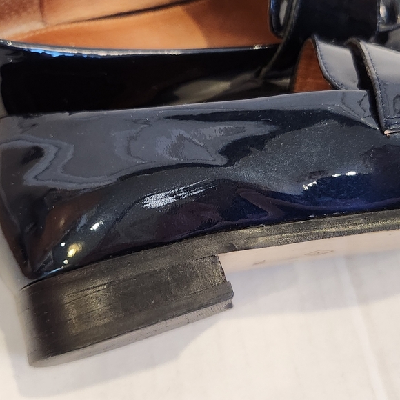 Halogen Emilia Loafer Navy Blue Patent Leather Point Toe Slip On Flat Women's 7 - Picture 9 of 14
